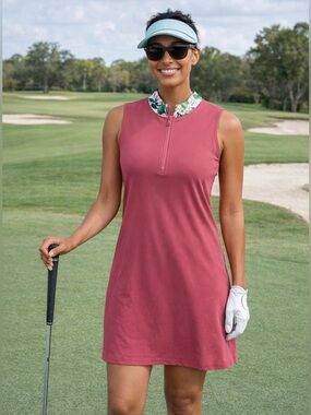 Tommy Bahama Small Sleeveless Golf Dress Floral Collar matching shorts Tennis